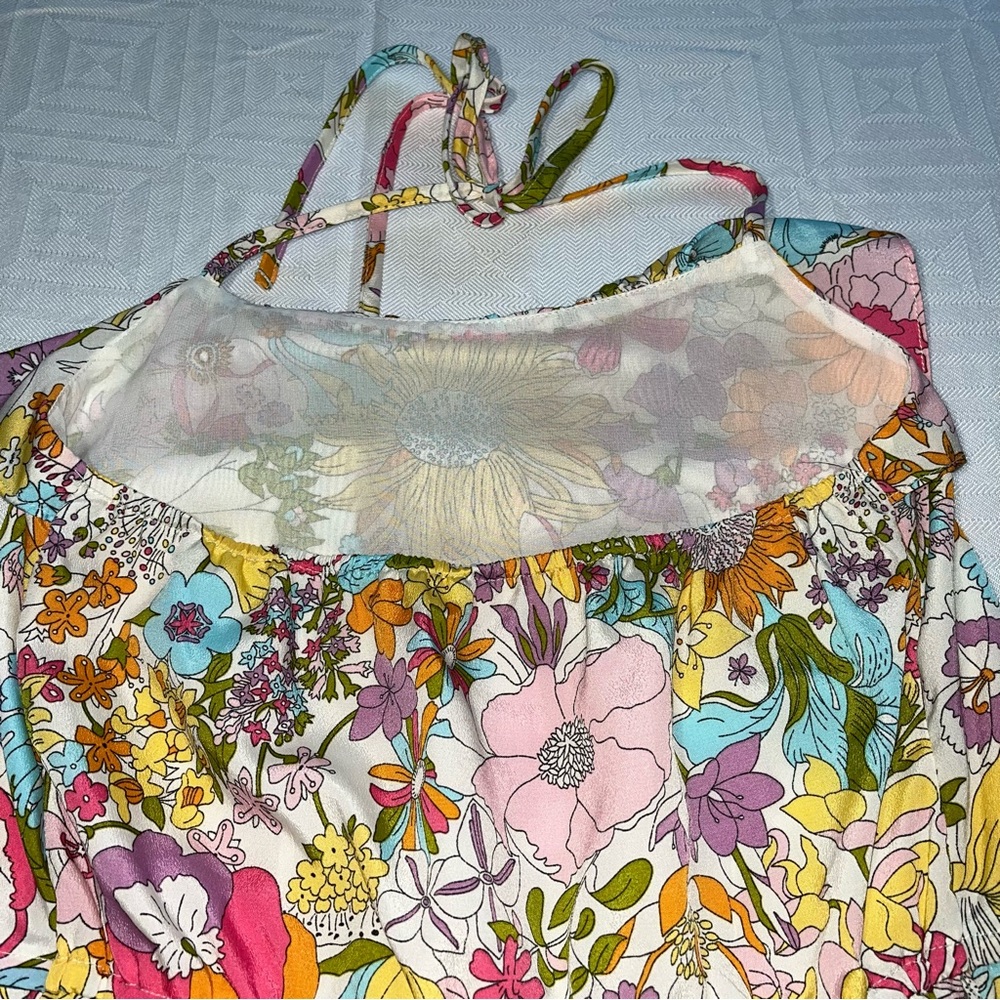 Liberty of London for Target Floral Ruffle Halter Dress Tie Elastic Waist XS - Picture 3 of 10
